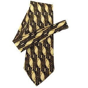 Pierre Balmain Couture‎ Silk Tie Black/Gold/Tan